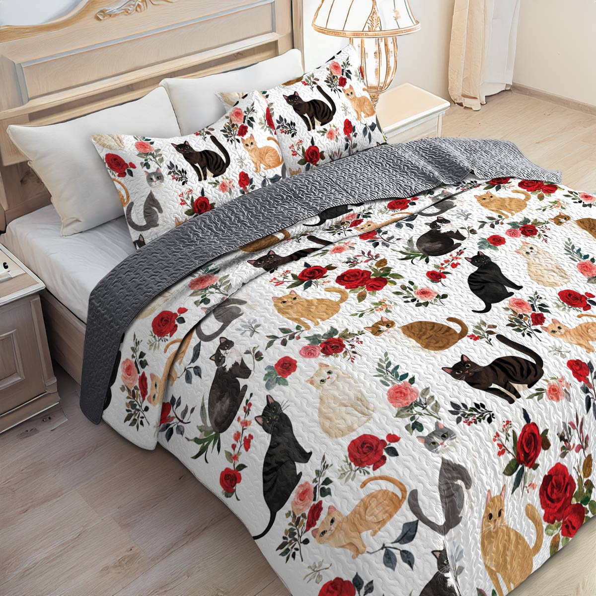 Lorva All Season Quilt 3-Piece Set Rose Catmom Lovely