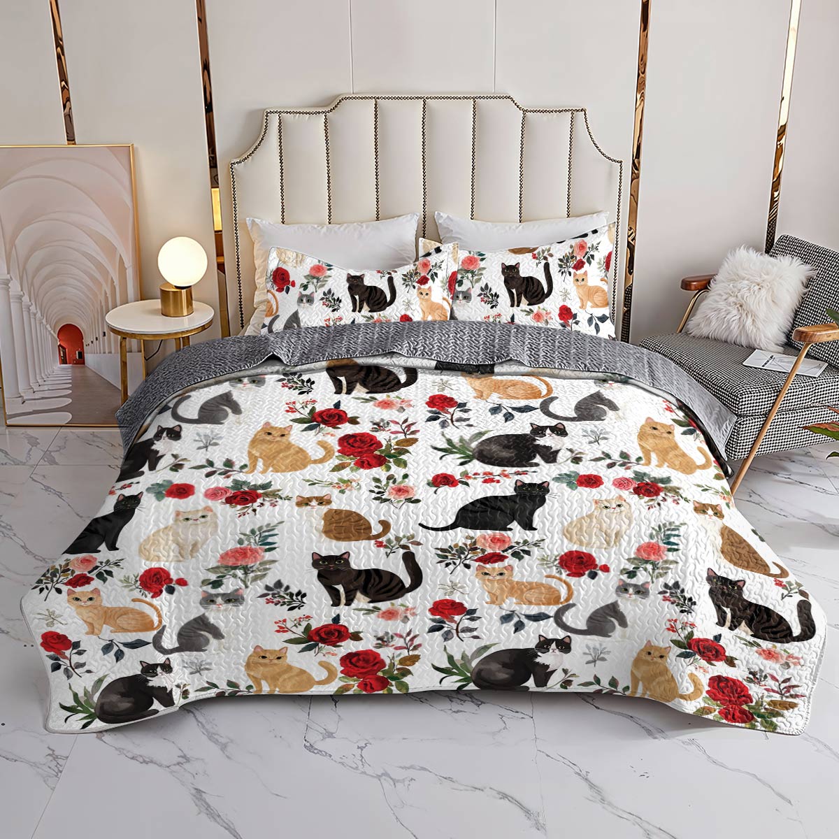 Lorva All Season Quilt 3-Piece Set Rose Catmom Lovely