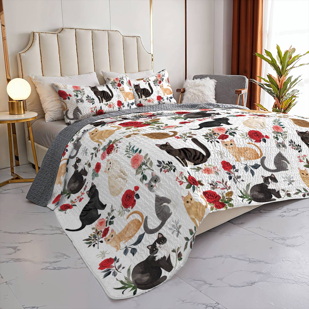 Lorva All Season Quilt 3-Piece Set Rose Catmom Lovely
