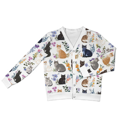 Lorva Cat New Women's Cardigan Charming Floral Cats