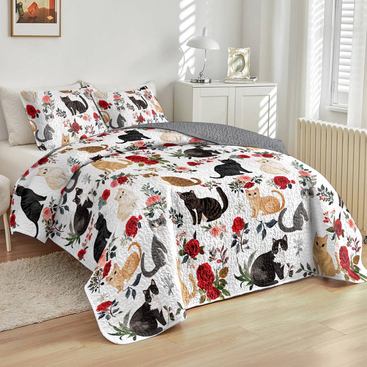 Lorva All Season Quilt 3-Piece Set Rose Catmom Lovely