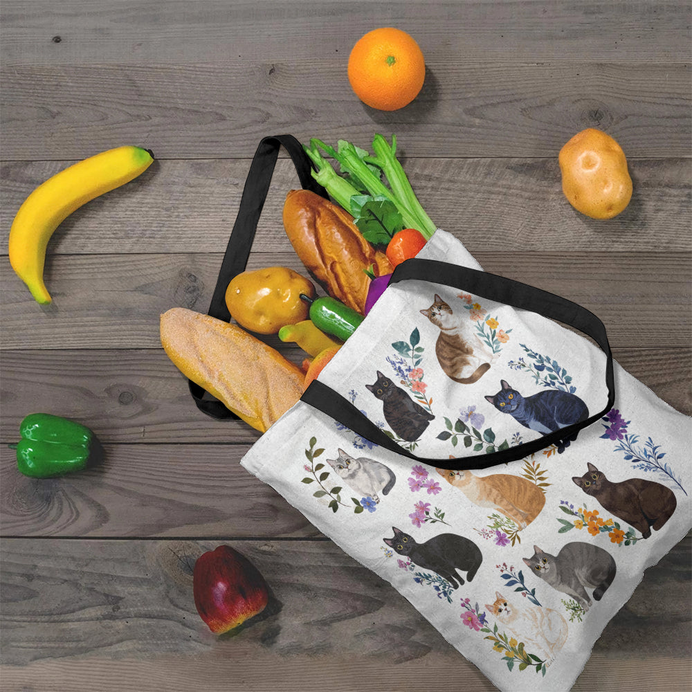 Lorva Tote Bag Charming Floral Cats