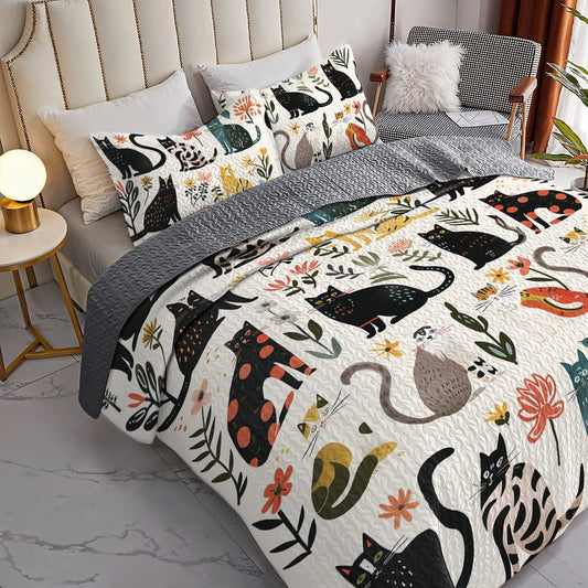 Lorva All Season Quilt 3-Piece Set Cat Garden