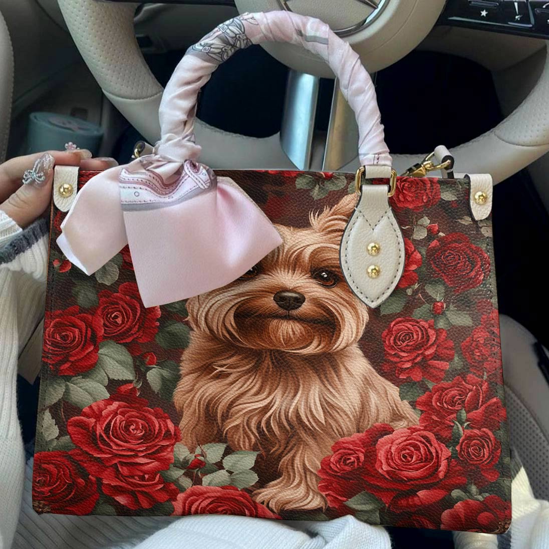 Lorva Yorkie Leather Bag Scarlet Rose Yorkie