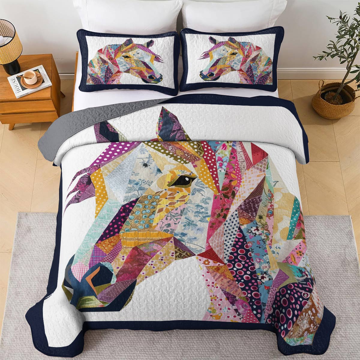 Lorva Horse All Season Quilt 3-Piece Set Horse Harmony