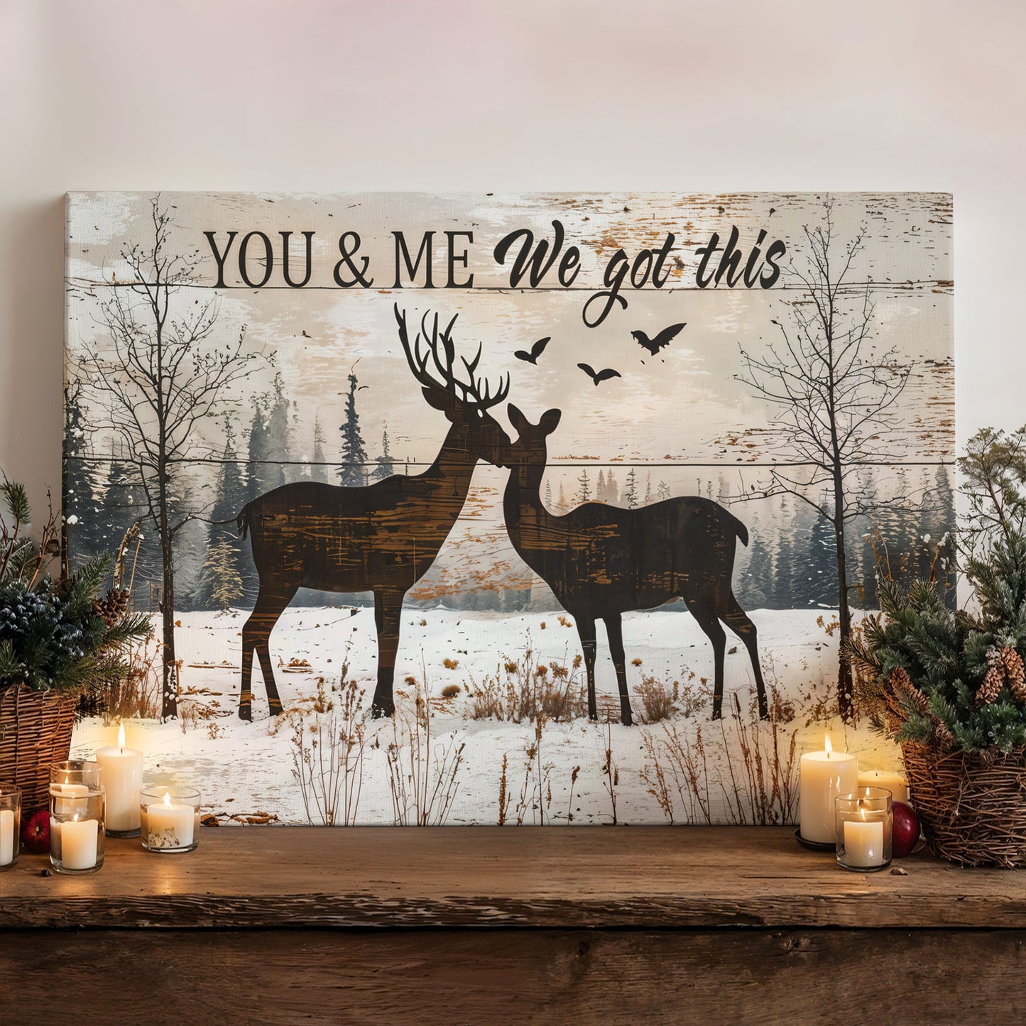 Lorva Wooden-Framed Canvas Wall You And Me We Got This