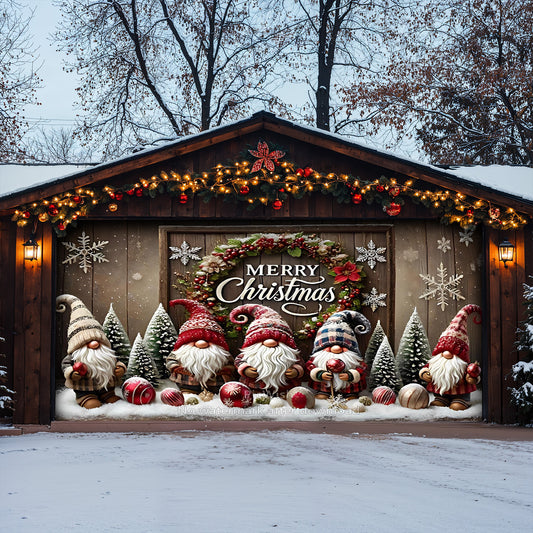 Lorva Christmas Garage Door Banner Decoration Merry Christmas Gnomes