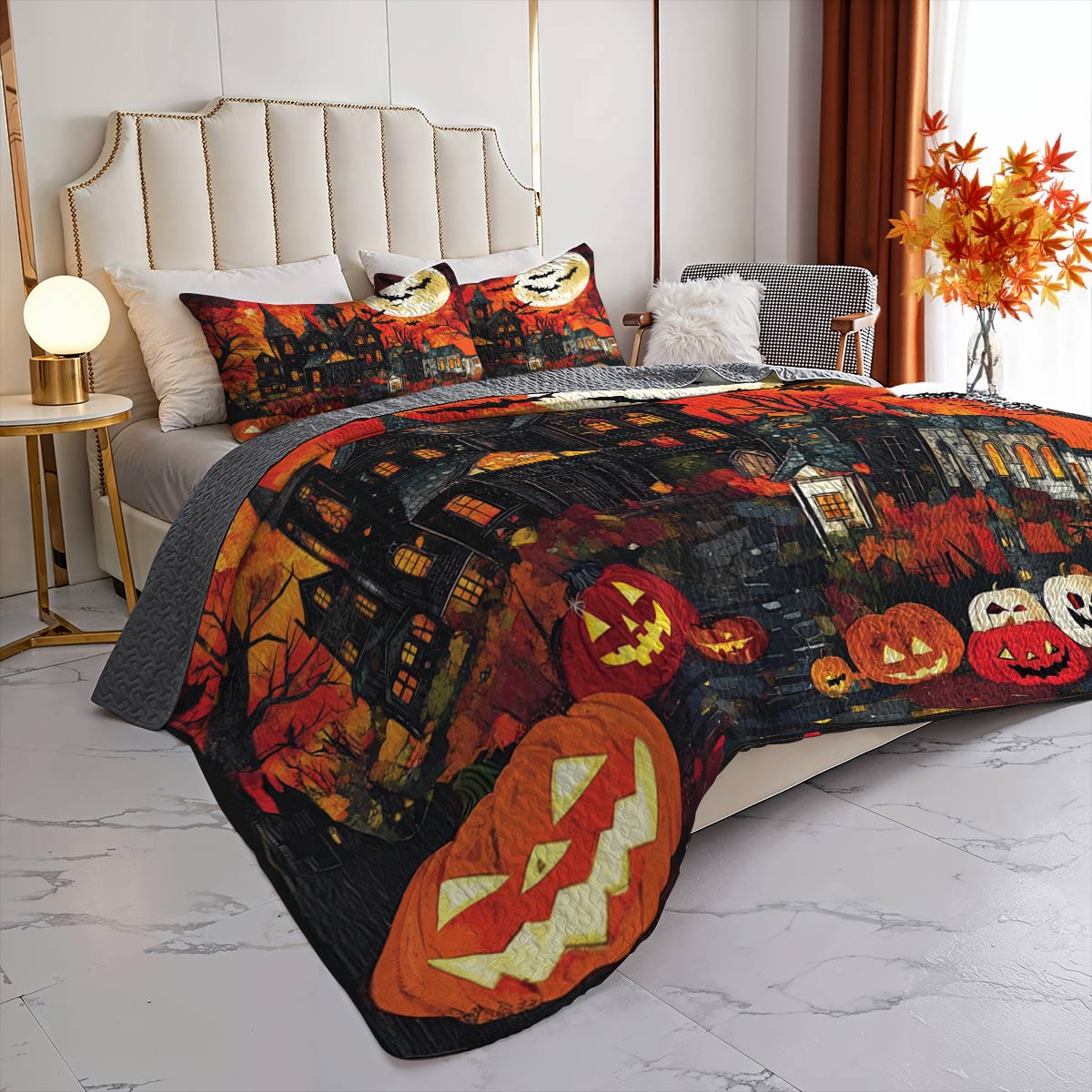 Halloween Lorva All Season Quilt 3-Piece Set Midnight Haunting