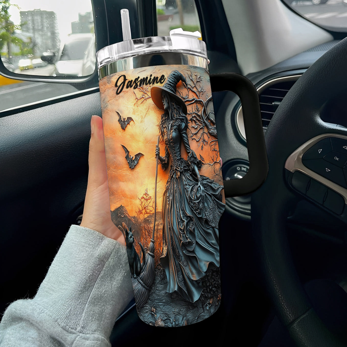 Witch Lorva Tumbler Personalized Enchanted Sunset
