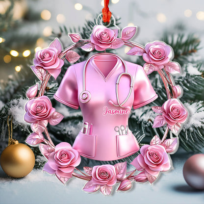 Lorva Nurse Personalized 2D Acrylic Ornament Pink Healing