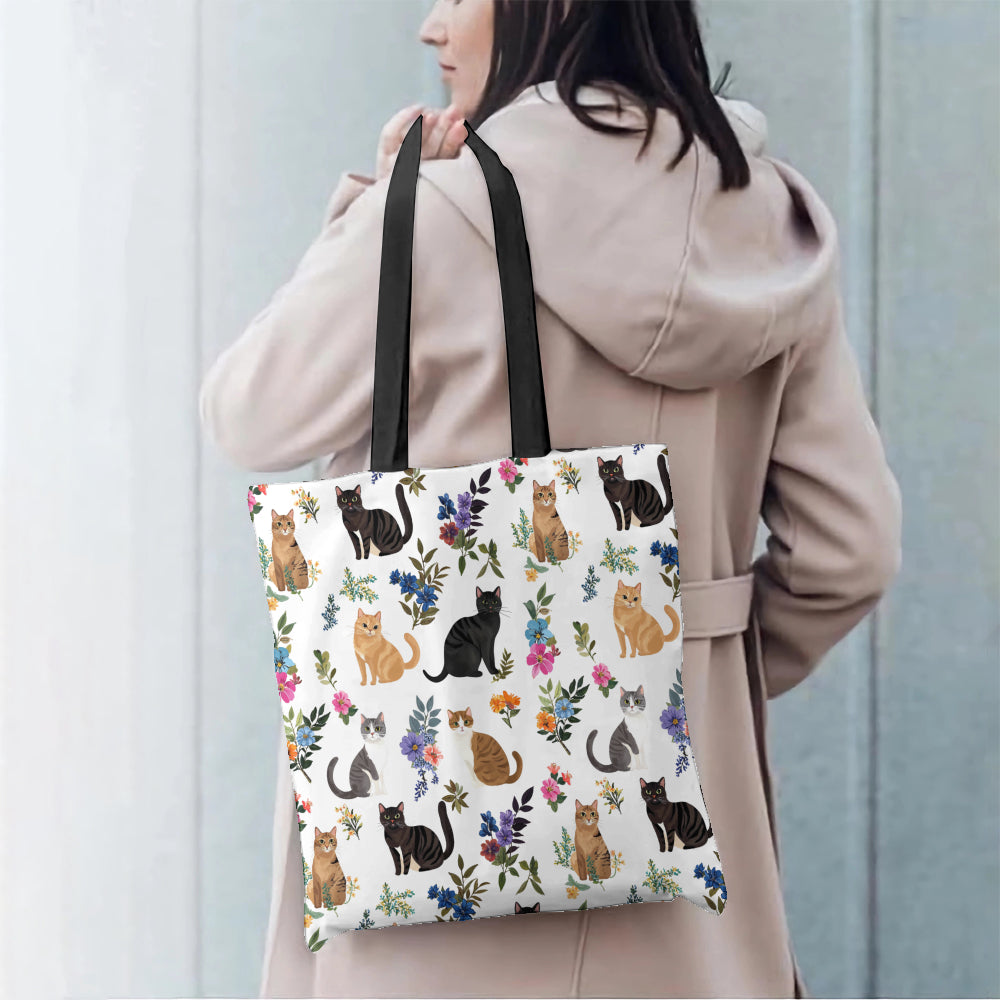 Lorva Tote Bag Cute Floral Cats