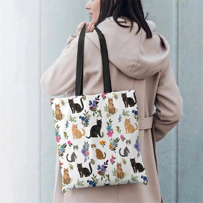 Lorva Tote Bag Cute Floral Cats