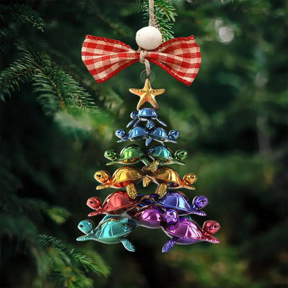 Lorva Sea Turtle 2D Acrylic Ornament Colorful Christmas Tree