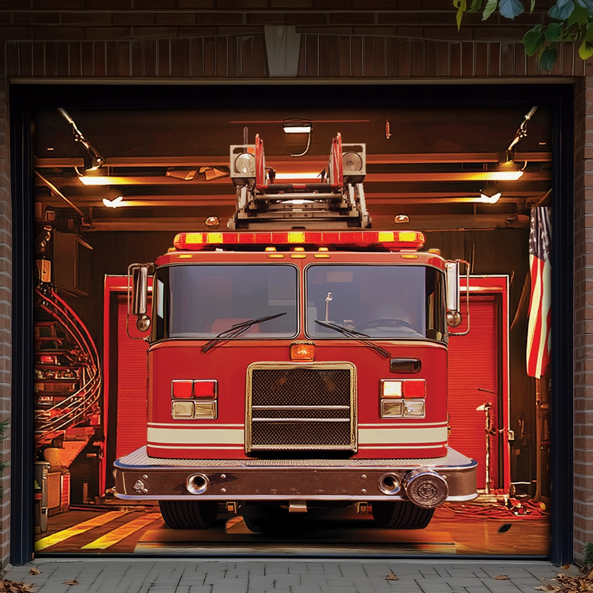 Lorva Garage Door Banner Decoration Firefighter Station Glory