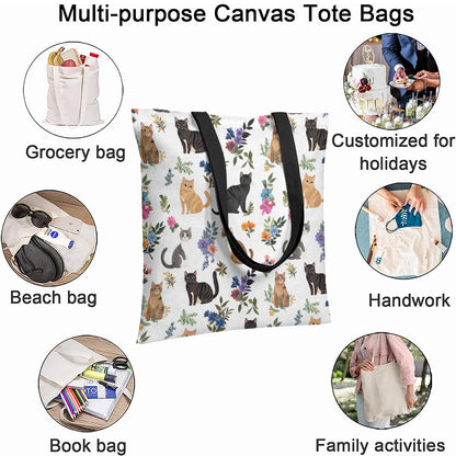 Lorva Tote Bag Cute Floral Cats