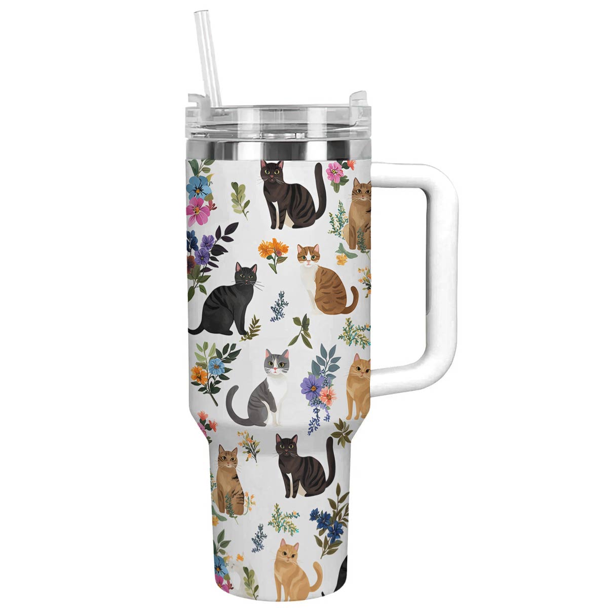 Lorva Tumbler Cute Floral Kitten