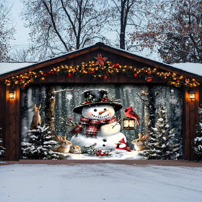 Lorva Snowman Christmas Garage Door Banner Decoration Love Time