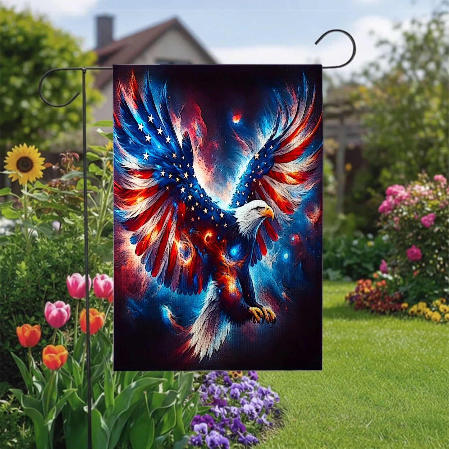 Lorva Garden America Flag Strongest Eagle