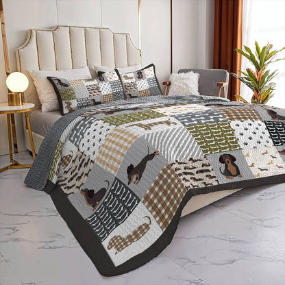 Lorva All Season Quilt 3-Piece Set Happy Dachshunds