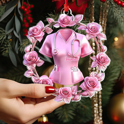 Lorva Nurse Personalized 2D Acrylic Ornament Pink Healing