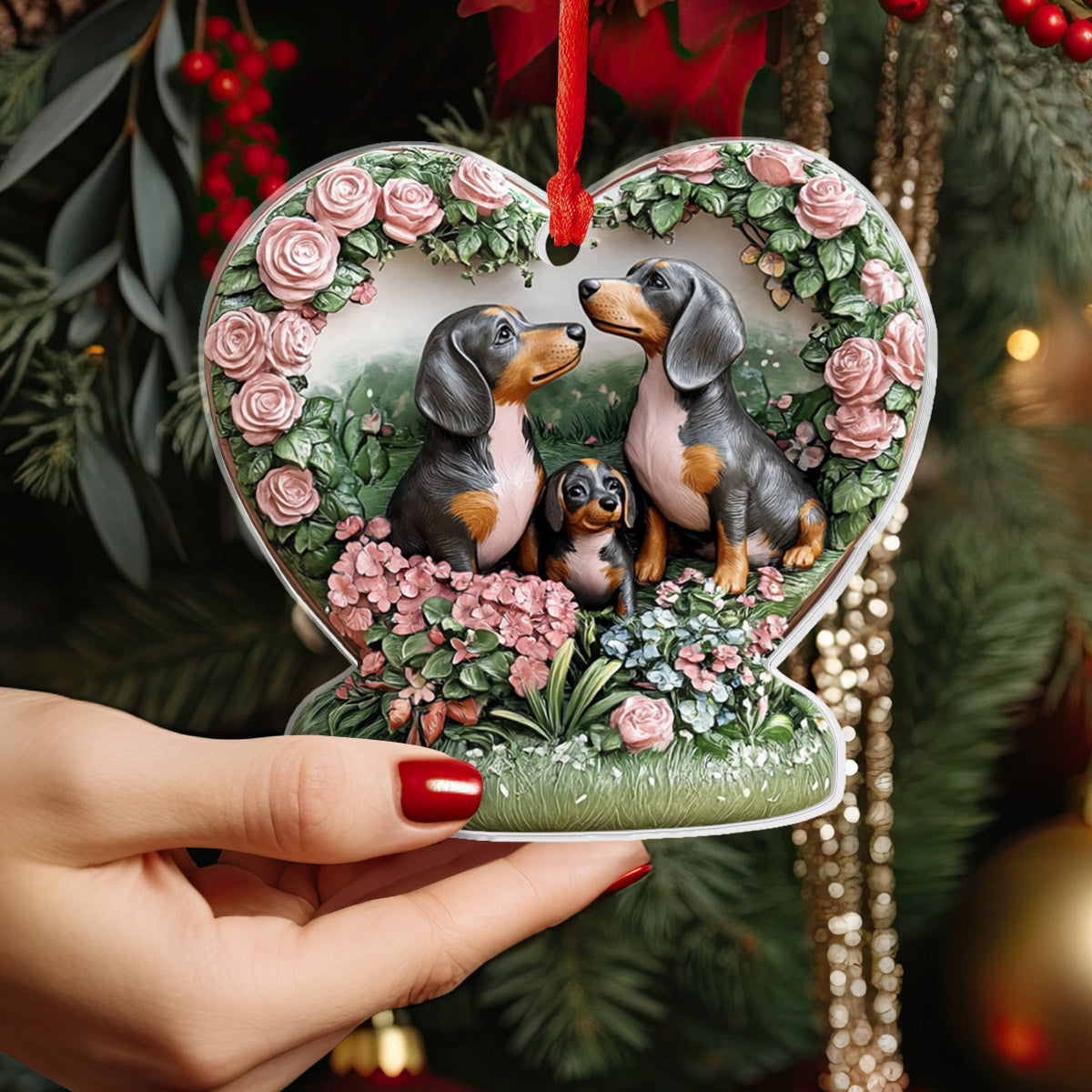 Lorva Dachshund 2D Acrylic Ornament Love