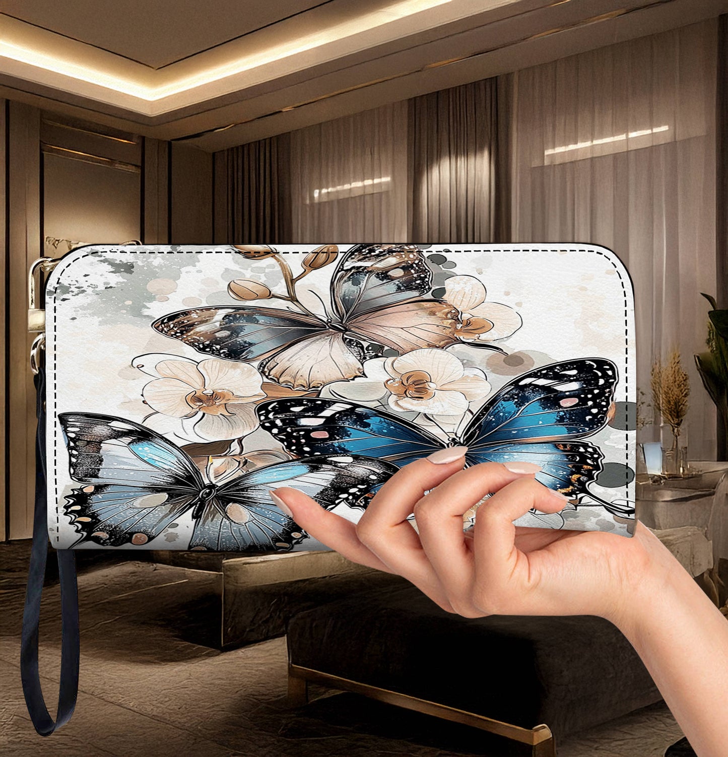 Lorva Butterfly Leather Wallet Charming Orchid Butterflies