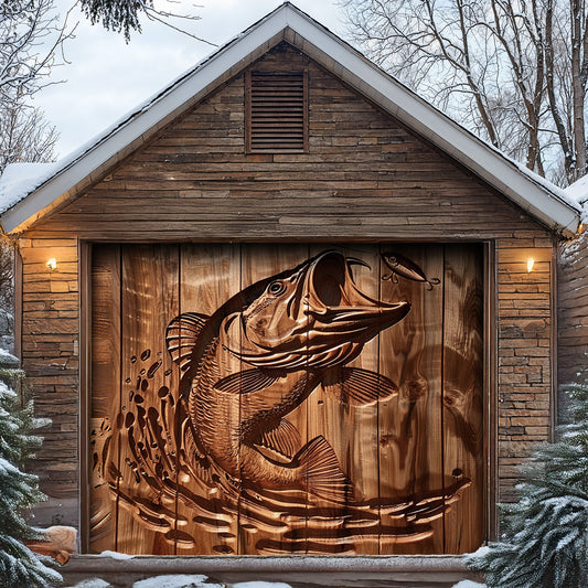 Lorva Fishing Garage Door Banner Decoration Stunning Largemouth Bass