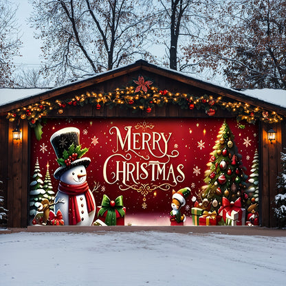 Lorva Christmas Garage Door Banner Decoration Merry Christmas Snowman