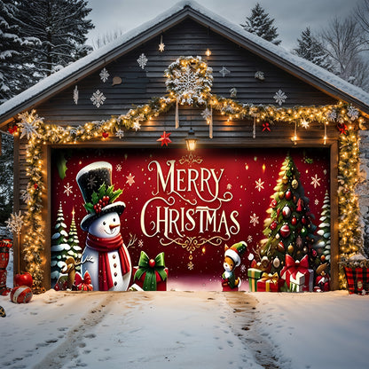 Lorva Christmas Garage Door Banner Decoration Merry Christmas Snowman
