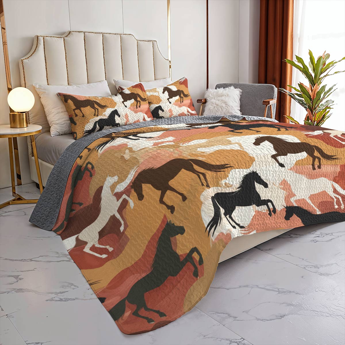 Lorva Horse All Season Quilt 3-Piece Set Desert