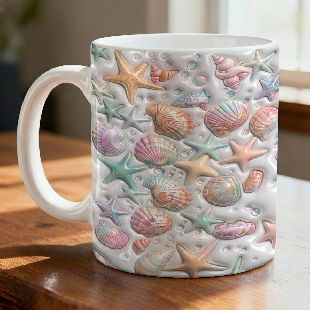 Lorva Puff Flat Printed Mug Coastal Shell