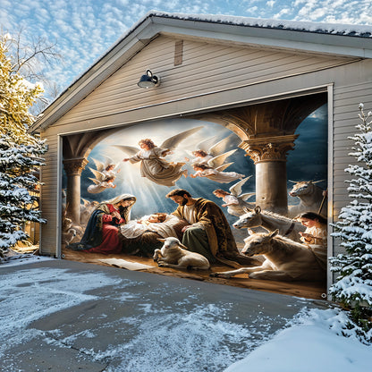 Lorva Christmas Garage Door Banner Decoration Grace The Nativity Scene