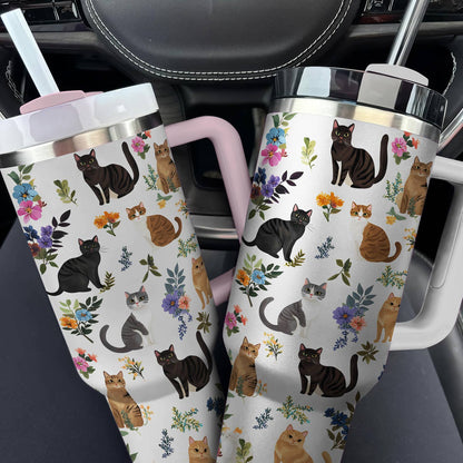 Lorva Tumbler Cute Floral Kitten