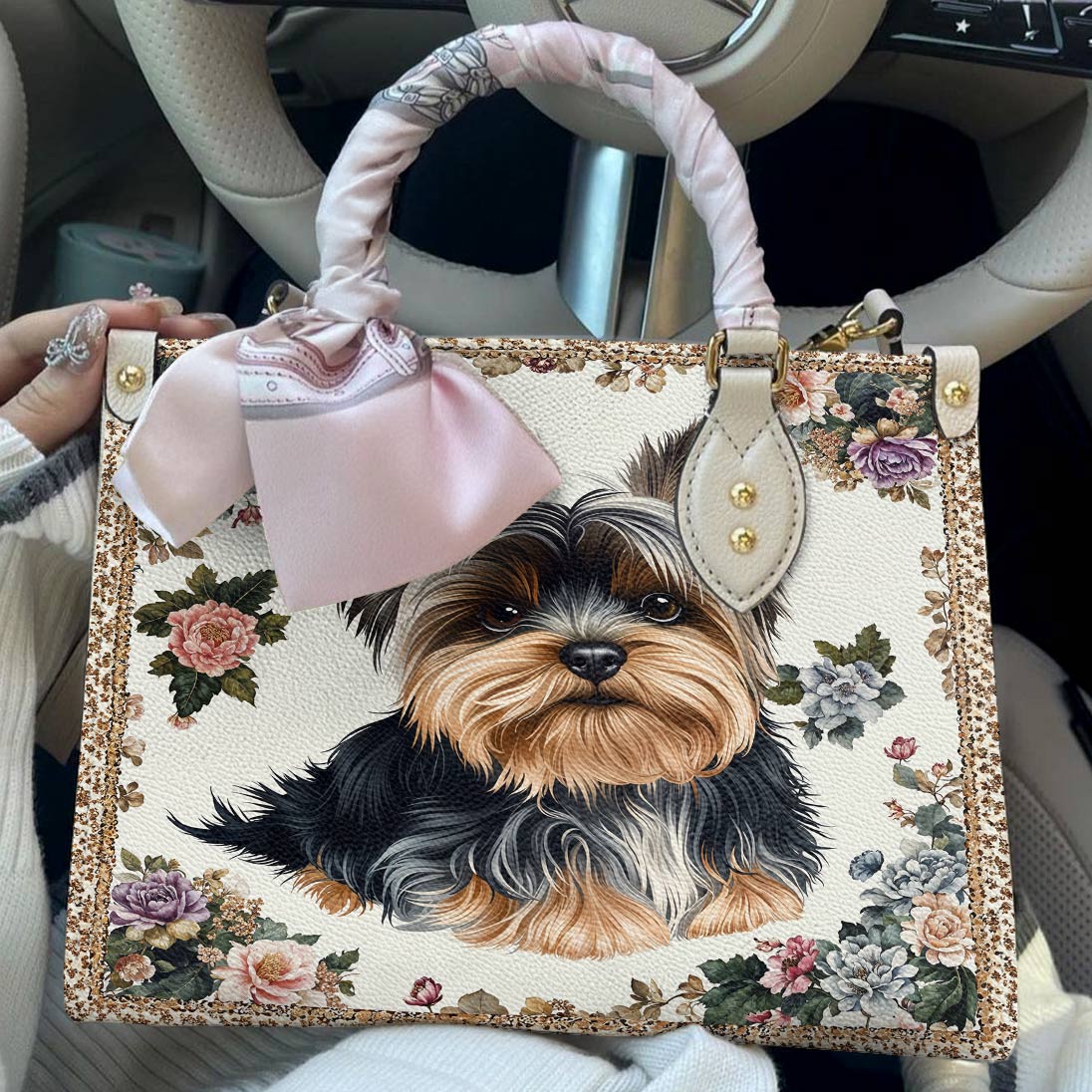 Lorva Leather Bag Royal Yorkie Bloom