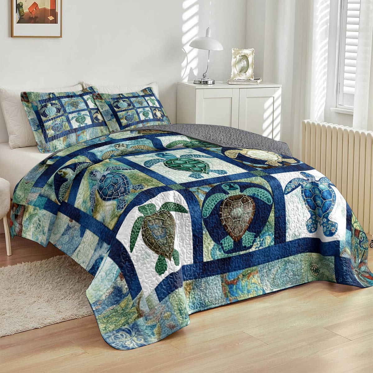 Lorva Sea Turtle All Season Quilt 3-Piece Set