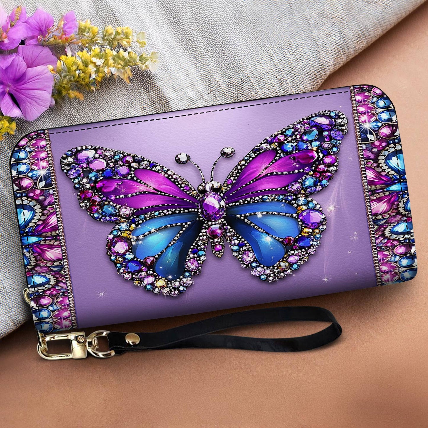 Lorva Butterfly Leather Wallet Violet Royalty