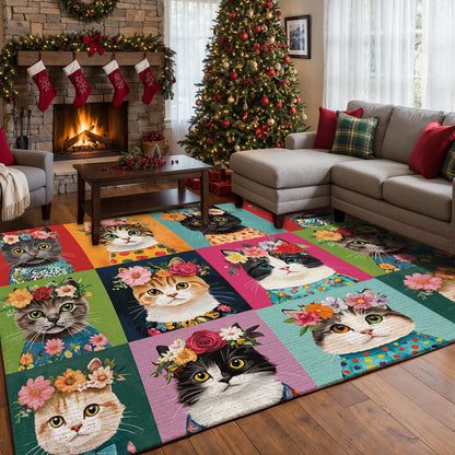 Lorva Cat Area Rug Colorful Cats