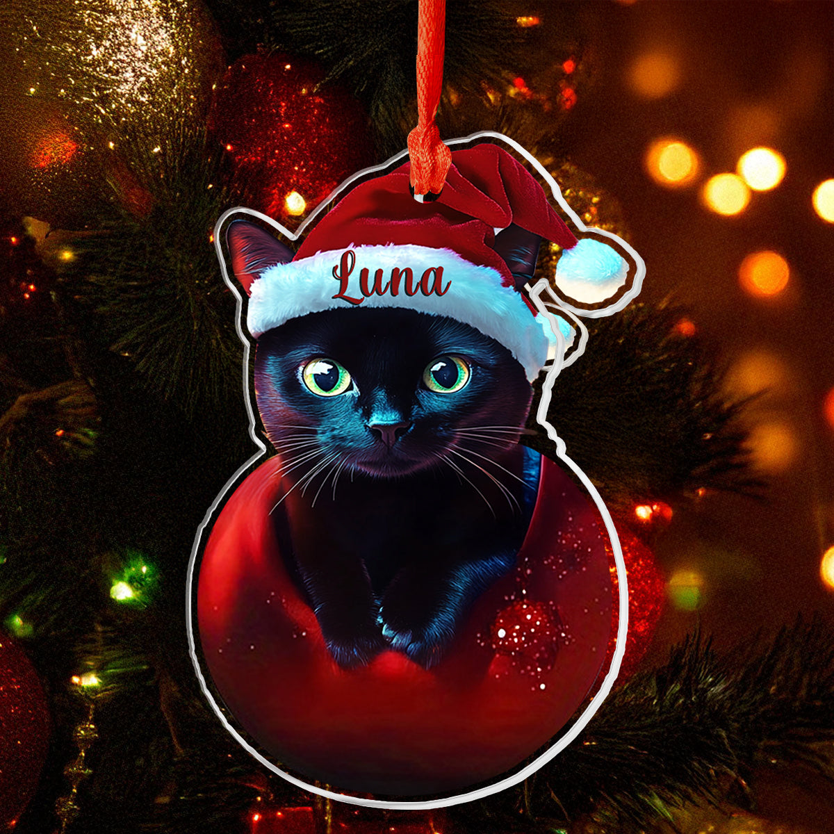 Lorva Cat Personalized 2D Acrylic Ornament Cute Black Cat