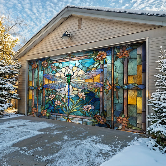 Lorva Dragonfly Garage Door Banner Decoration Mysterious Nature