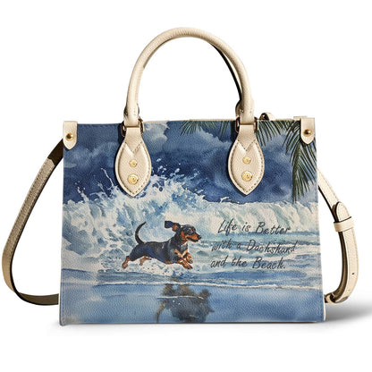 Lorva Dachshund Leather Bag Waves & Wagging Tails
