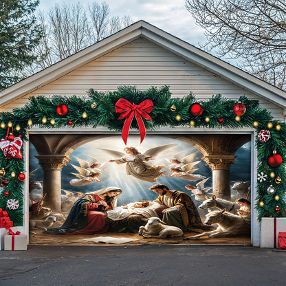 Lorva Christmas Garage Door Banner Decoration Grace The Nativity Scene