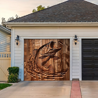 Lorva Fishing Garage Door Banner Decoration Stunning Largemouth Bass