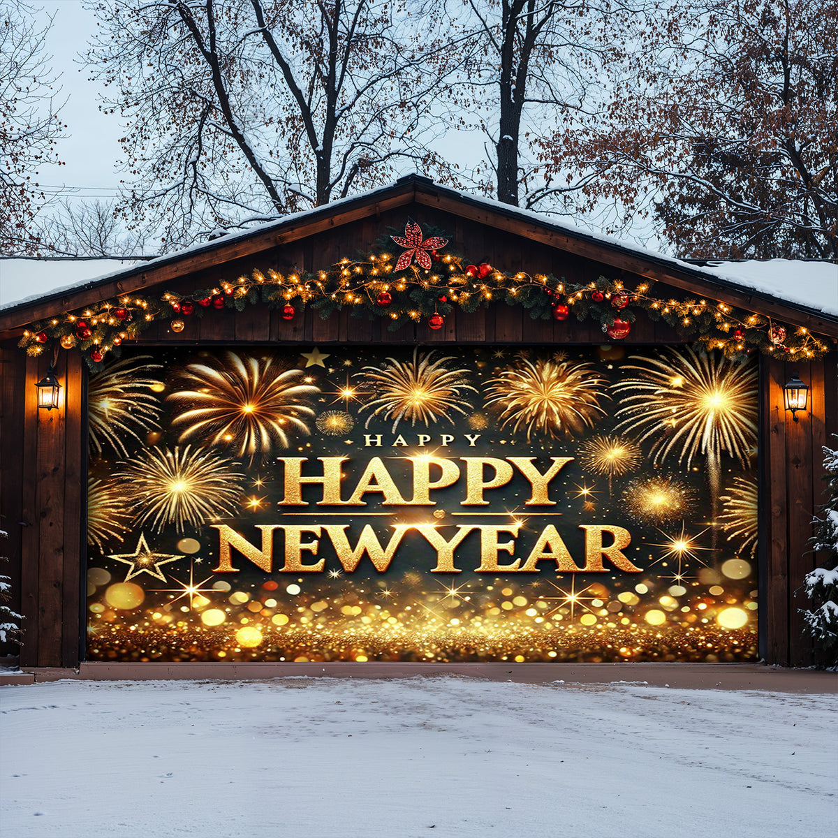 Lorva Garage Door Banner New Year Luxe Celebration