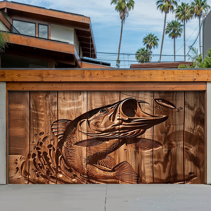 Lorva Fishing Garage Door Banner Decoration Stunning Largemouth Bass