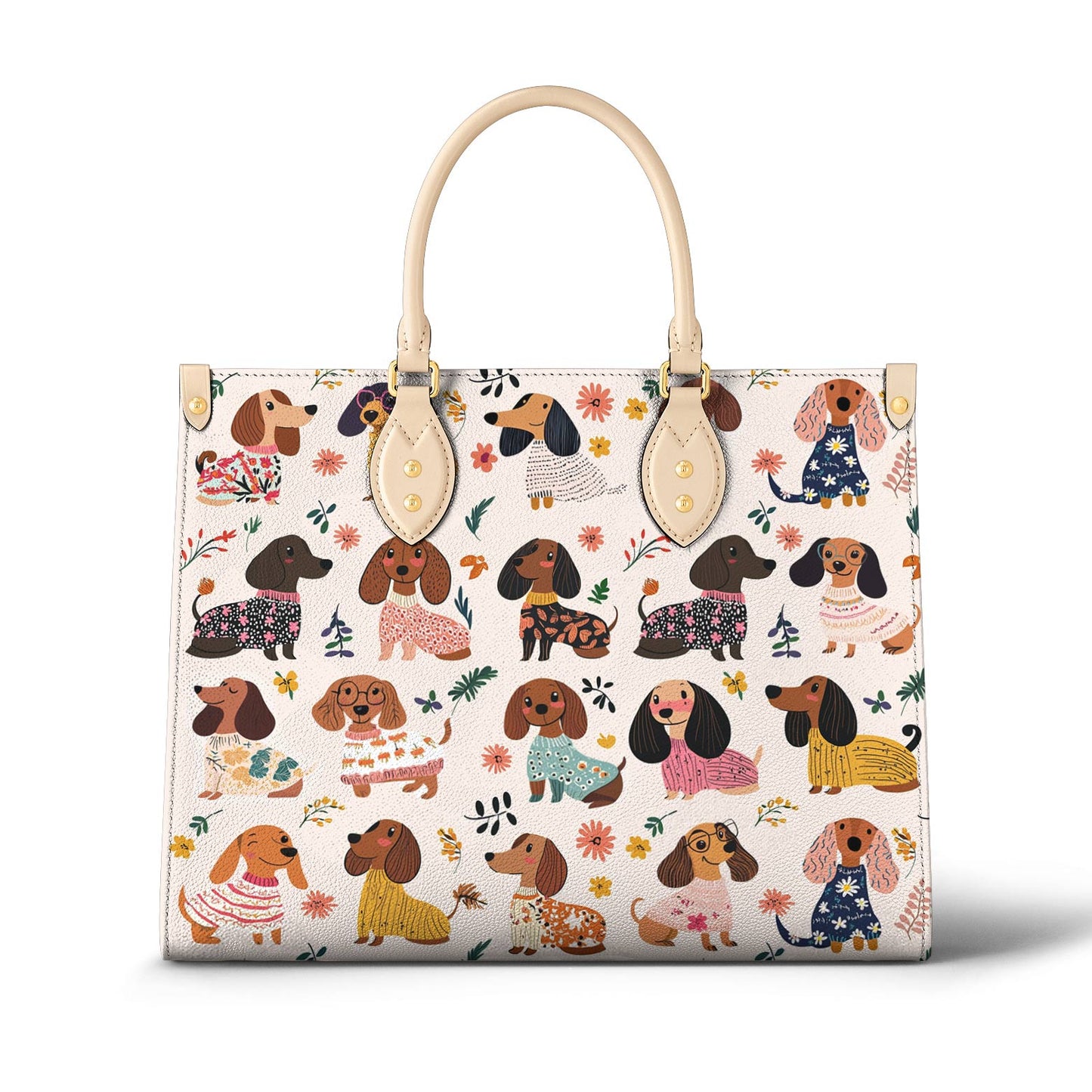 Lorva Dachshund Leather Bag Wagging In Bloom