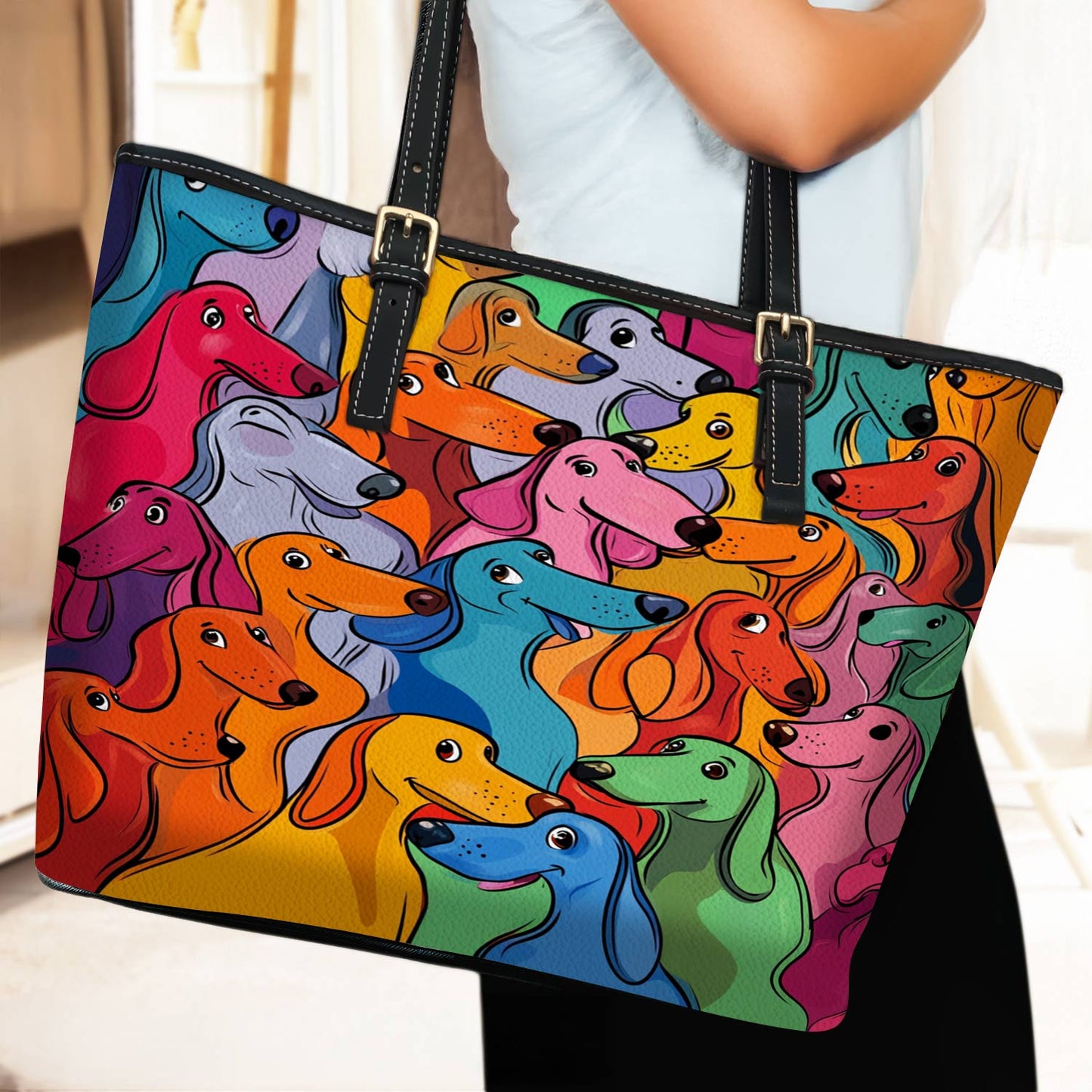 Lorva Leather Tote Bag Rainbow Sausage Squad