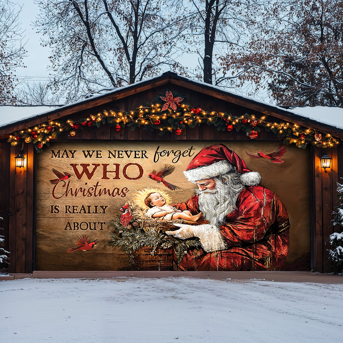 Lorva Christmas Garage Door Banner Decoration Faith
