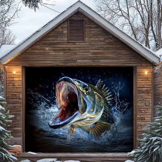 Lorva Fishing Garage Door Banner Decoration Gone Bassin'
