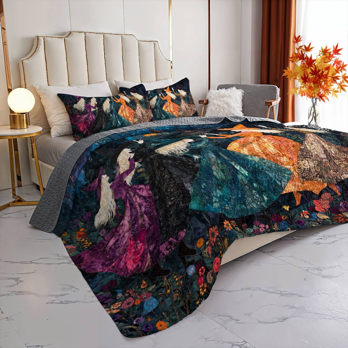 Witch Lorva All Season Quilt 3-Piece Set Dancing In The Moonlight
