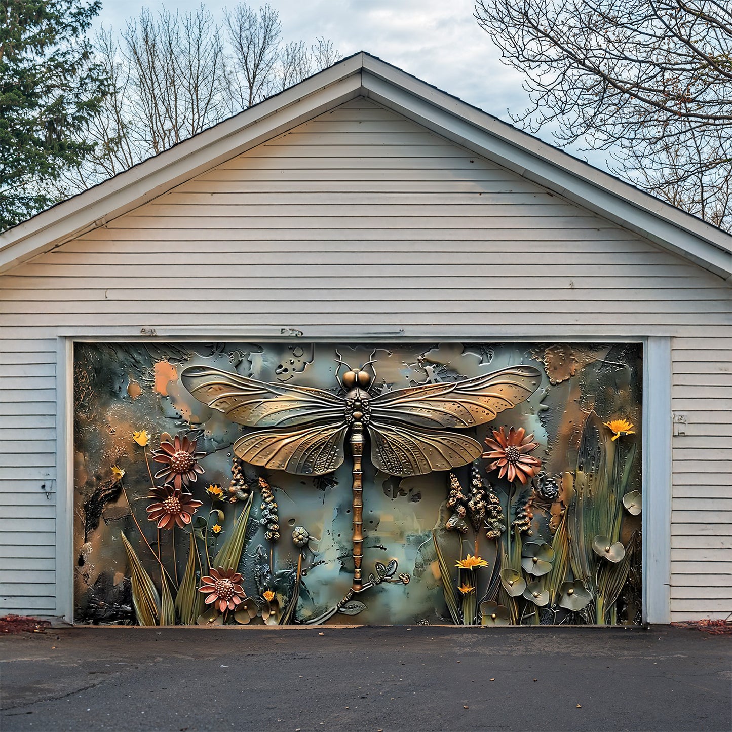 Lorva Garage Door Banner Decoration Enchanted Dragonfly